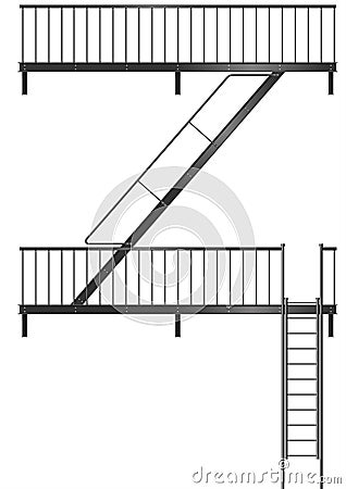 Drawing of the fire escape for the facade Vector Illustration