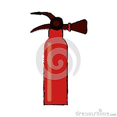 Drawing fire extinguisher equipment fire help Vector Illustration