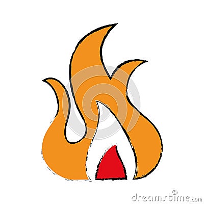 Drawing fire flame burn hot design Vector Illustration