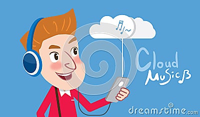 Drawing flat character design business cloud music streaming concept, illustration Cartoon Illustration