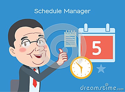 Drawing flat character design business management concept Stock Photo