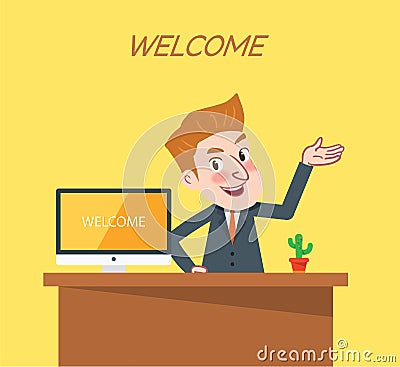 Drawing flat character design welcome concept Stock Photo