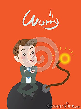 Drawing flat character design worry concept Stock Photo