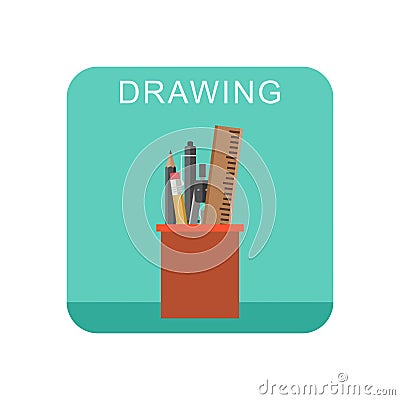 Drawing flat icon. Vector Illustration