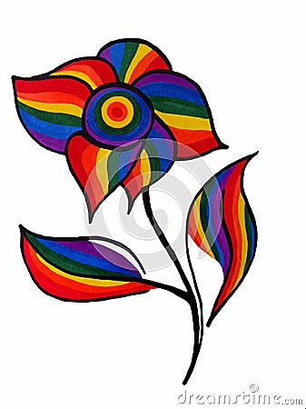 drawing a flower in rainbow colors lgbt Stock Photo