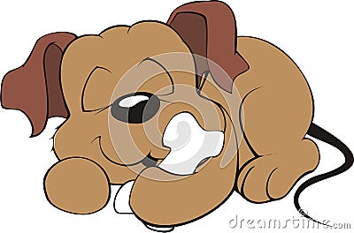 Drawing of a Friendly Puppy Vector Illustration