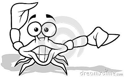 Drawing of a Funny Beach Crab with Big Eyes and a Smile Vector Illustration