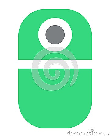 The drawing of a green computer mouse, a small hardware input device used by hand. Illustration, vector or cartoon. Vector Illustration