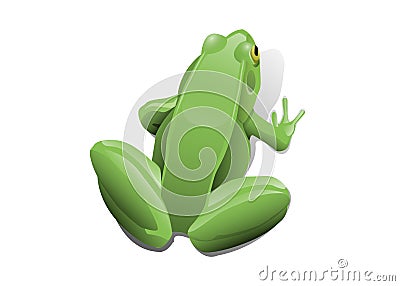 Drawing of green sitting frog with white background illustration Cartoon Illustration