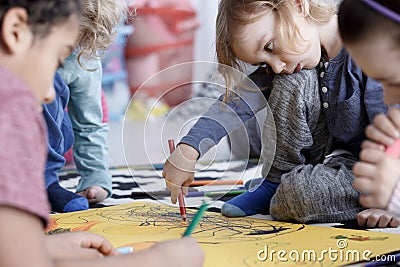 Drawing in a group Stock Photo