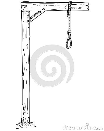 Drawing of Hang Knot Noose Gallows Vector Illustration