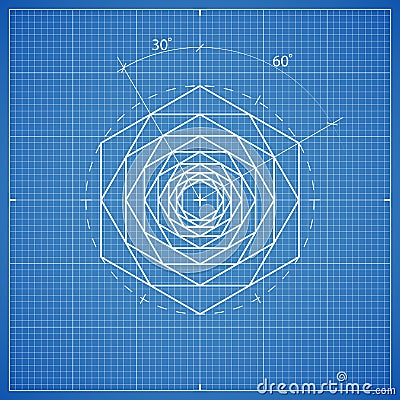 Drawing hexahedron composition Vector Illustration