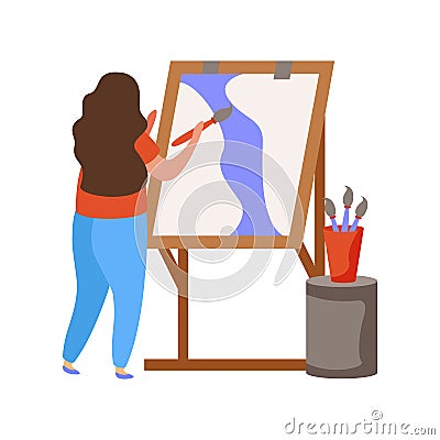 Drawing Hobby Flat Composition Vector Illustration