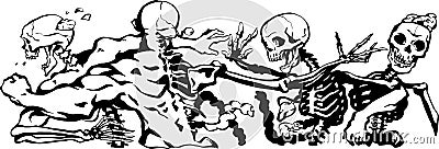 Human free fights war ghosts skeleton abstract art muscle muscular dead body guts brain broken Vector Illustration