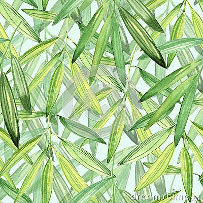 Drawing illustration. Beautiful green leaves. Watercolor painting for design. Cartoon Illustration