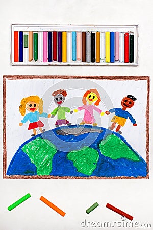 Drawing: International children of the world Stock Photo