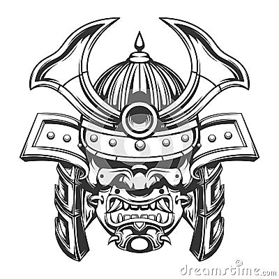 Samurai mask vector illustration isolated - Samurai Warrior Vector Illustration