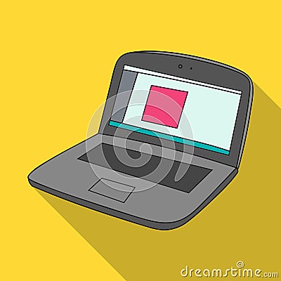 Drawing in the laptop icon in flat style isolated on white background. Artist and drawing symbol stock vector Vector Illustration