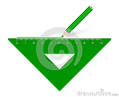 Drawing line green angle piece Stock Photo