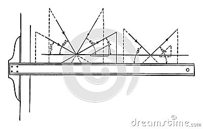 Drawing Lines using Triangle, 30-, 45-, 60-Degrees, the angles in an equilateral triangle , vintage engraving Vector Illustration