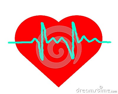 Drawing logo heart and diagram. Vector Illustration