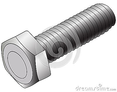 Drawing of a metal bolt on a white background, vector Vector Illustration