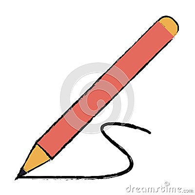 Drawing pencil write wooden tool office shadow Vector Illustration