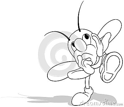 Drawing of a Pensive Walking Beetle Vector Illustration