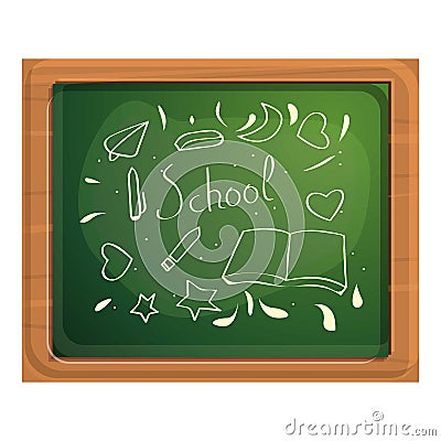 Drawing pictures chalkboard icon, cartoon style Stock Photo