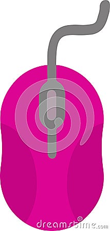 The drawing of a pink computer mouse, a small hardware input device used by hand. Illustration, vector or cartoon. Vector Illustration