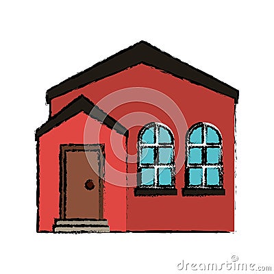 Drawing pink home real state expensive american modern Vector Illustration