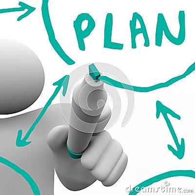 Drawing Plan Flowchart on Board Stock Photo