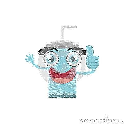 drawing plastic cup soda straw Cartoon Illustration