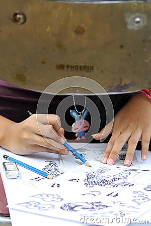 Drawing puppet Editorial Stock Photo