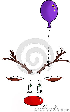 Drawing red-nosed reindeer for your pattern design Stock Photo