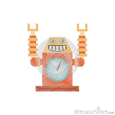 drawing robot clock laungh rocket smile Cartoon Illustration