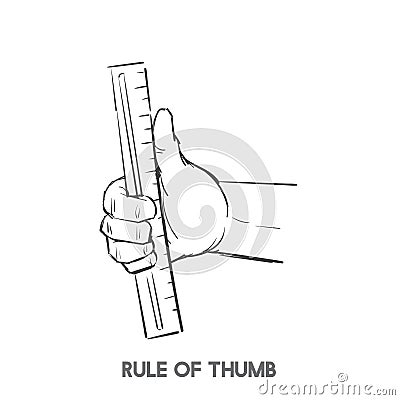 Drawing of the rule of thumb Stock Photo