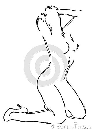 Drawing of a sexy girl posing. Stock Photo