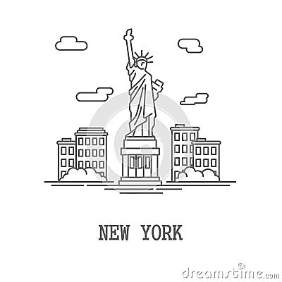 Drawing silhouette New York City Vector Illustration