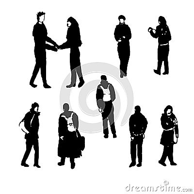 Drawing silhouettes of human figures graphic black ink hand-drawn illustration Vector Illustration