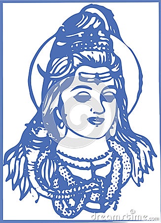 Drawing or Sketch of Blessing Lord Shiva Outline Illustration Vector Illustration