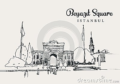 Drawing sketch illustration of Beyazit Vector Illustration