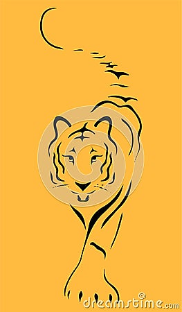 Sketch of Indian Tiger Outline Editable Illustration Vector Illustration