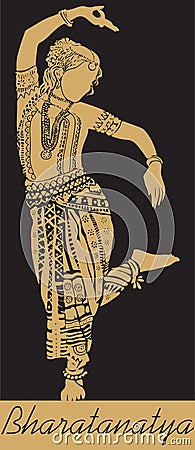 Sketch of Lady doing Bharatanatyam Silhouette Graphic Vector Editable Illustration Vector Illustration