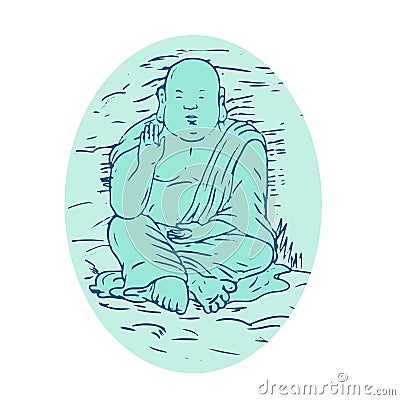 Gautama Buddha Lotus Pose Drawing Vector Illustration