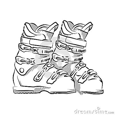 Drawing of ski boots Vector Illustration