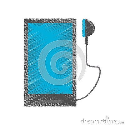 Drawing smartphone mobile music earphones audio Vector Illustration