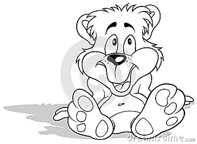 Drawing of a Smiling Sitting Teddy Bear Vector Illustration