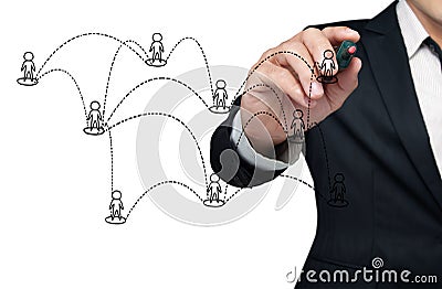 Drawing social network. Stock Photo