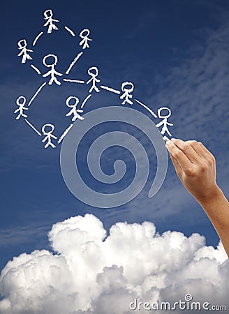 Drawing social network and cloud computing concept Stock Photo